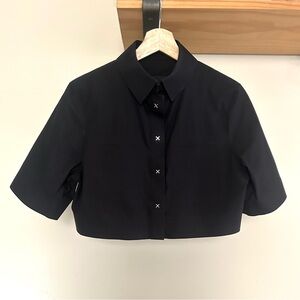 Alexander Wang Black Cropped Button Down Top with Structured Hems size 6